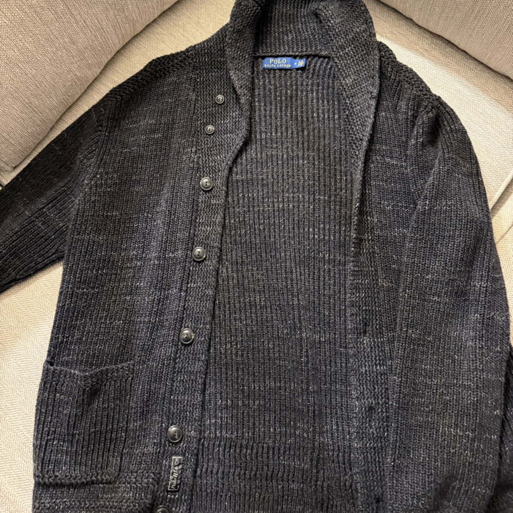 Ralph Lauren Dark Gray Cardigan Knit Sweater